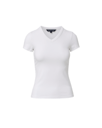 Veronica Beard White cotton fitted V-neck t-shirt