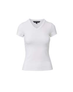 Veronica Beard White cotton fitted V-neck t-shirt