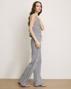 Veronica Beard Striped blue and white wide-leg pants.