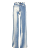 Veronica Beard Blue and white striped wide-leg jeans.