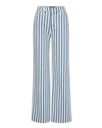 Veronica Beard Blue and white striped wide-leg jeans.