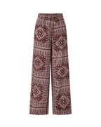 Veronica Beard Red paisley wide-leg pants with drawstring waist.