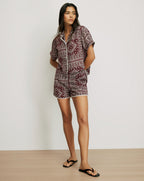 Veronica Beard Tennison Bandana Short - Raisin/Dove White