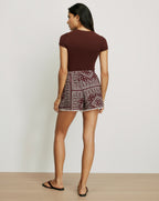 Veronica Beard Maroon bandana print shorts with white trim.