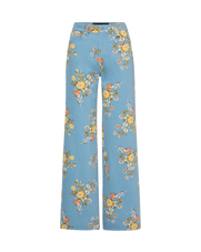 Veronica Beard Blue floral wide-leg jeans.