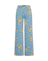 Veronica Beard Blue floral wide-leg jeans.