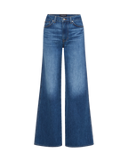 Veronica Beard Blue denim wide-leg jeans with a high waist.