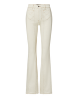 Veronica Beard Cream denim flared pants with contrast stitching
