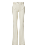Veronica Beard Cream denim flared pants with contrast stitching
