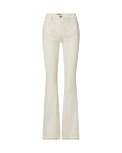 Veronica Beard Cream denim flared pants with contrast stitching