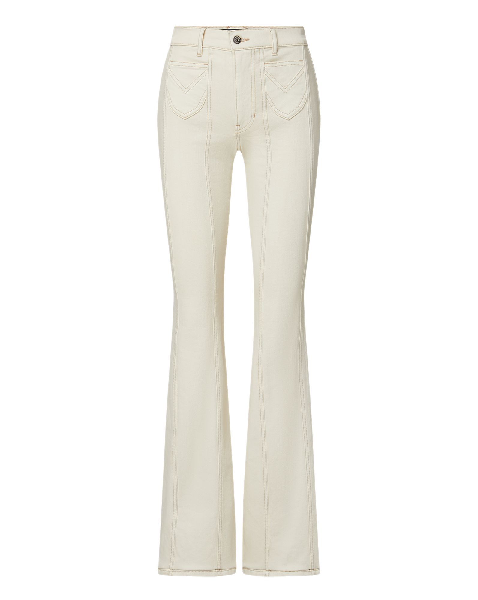 Veronica Beard Cream denim flared pants with contrast stitching