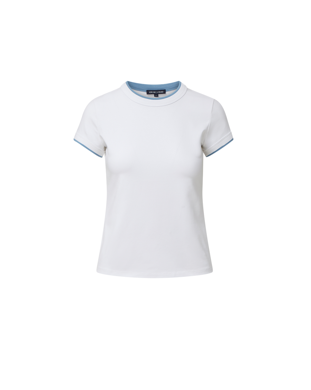 Veronica Beard White short-sleeve t-shirt with blue trim.