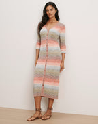 Veronica Beard Striped knit midi dress with button front.