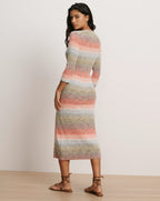 Veronica Beard Striped knit midi dress with 3/4 sleeves