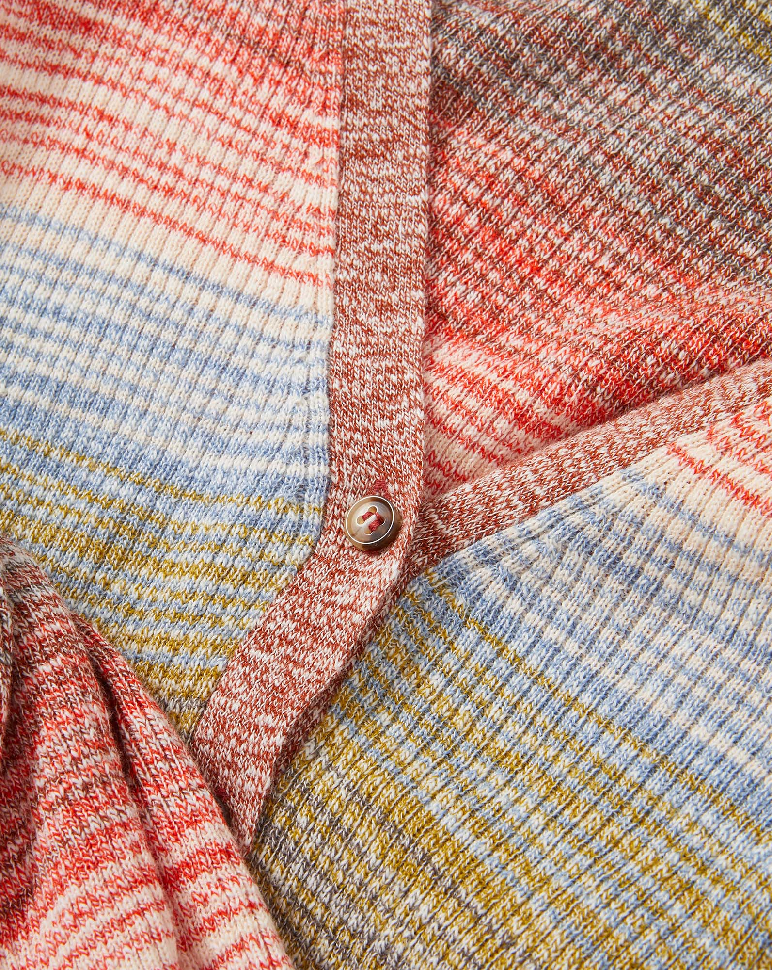 Veronica Beard Striped knit cardigan with a single button closure.