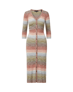 Veronica Beard Striped knit midi dress with button front.
