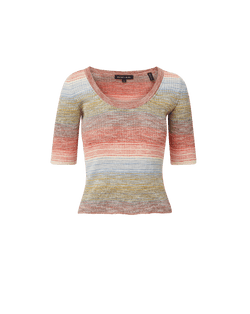 Veronica Beard Striped knit scoop neck top