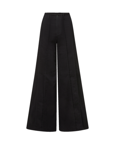 Veronica Beard Black wide-leg trousers with front seam details.