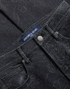 Veronica Beard Black patterned denim jeans with branded hardware.