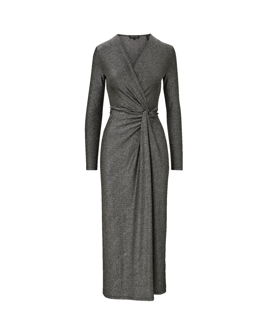 Veronica Beard Dark grey metallic wrap maxi dress.