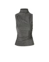 Veronica Beard Grey metallic sleeveless mock neck ruched top.