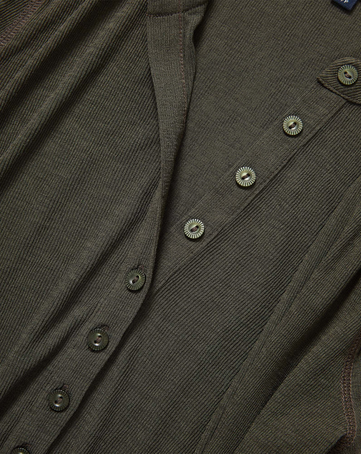 Veronica Beard Olive green ribbed button-down cardigan.