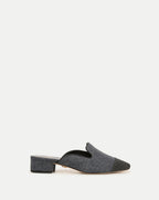 Veronica Beard Cecile Denim Cap-Toe Mule - Denim Blue/Black