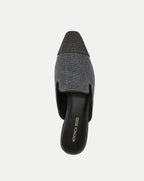 Veronica Beard Cecile Denim Cap-Toe Mule - Denim Blue/Black