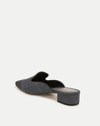 Veronica Beard Cecile Denim Cap-Toe Mule - Denim Blue/Black