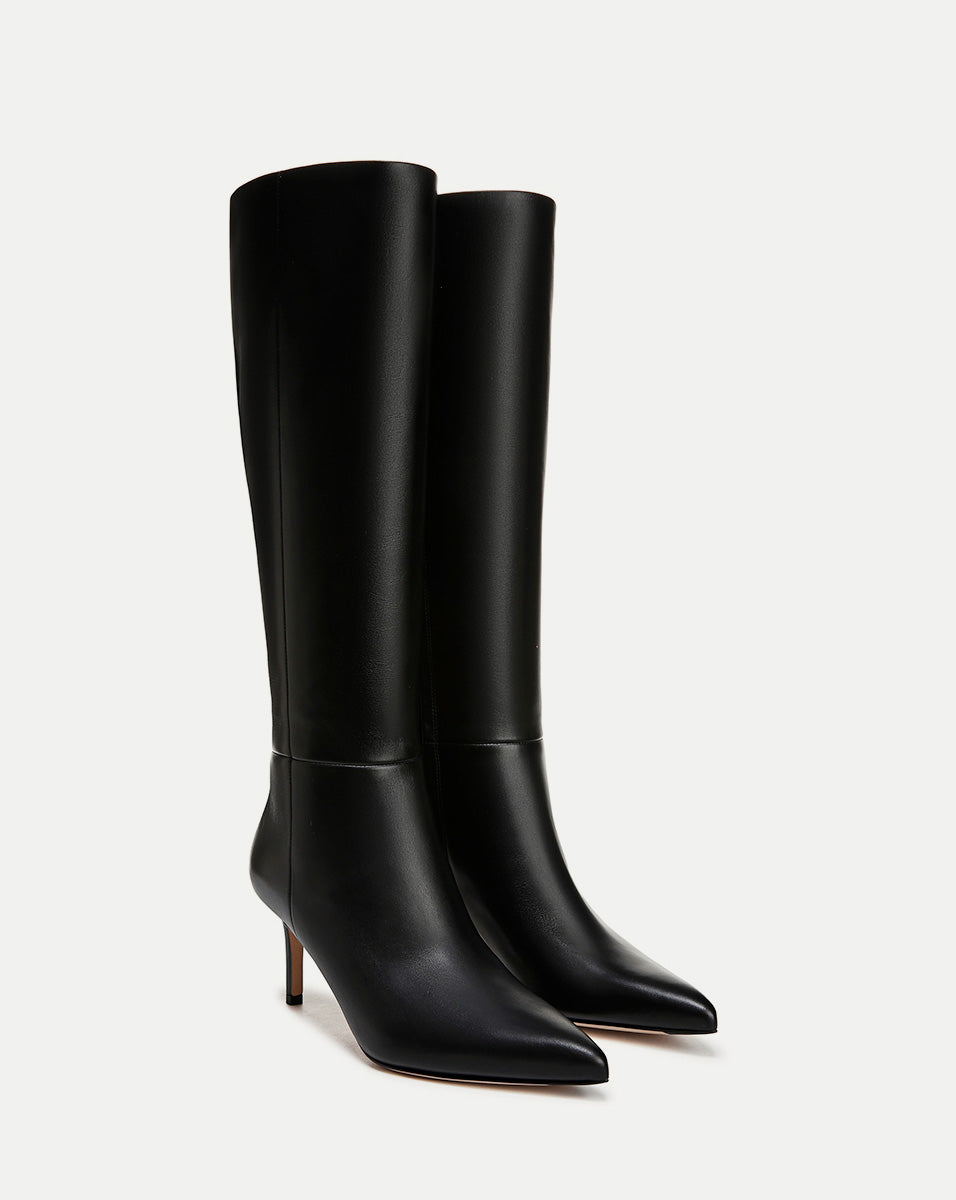 Veronica Beard Women's Lisa Leather Tall Boots - Black
