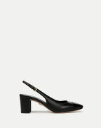 Veronica Beard Cecile Leather Cap-Toe Slingback Pump - Black/Black