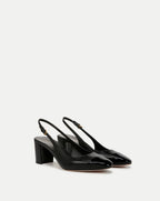 Veronica Beard Cecile Leather Cap-Toe Slingback Pump - Black/Black