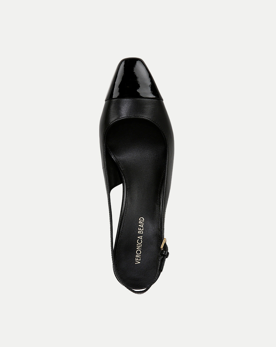 Veronica Beard Cecile Leather Cap-Toe Slingback Pump - Black/Black