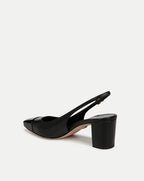 Veronica Beard Cecile Leather Cap-Toe Slingback Pump - Black/Black
