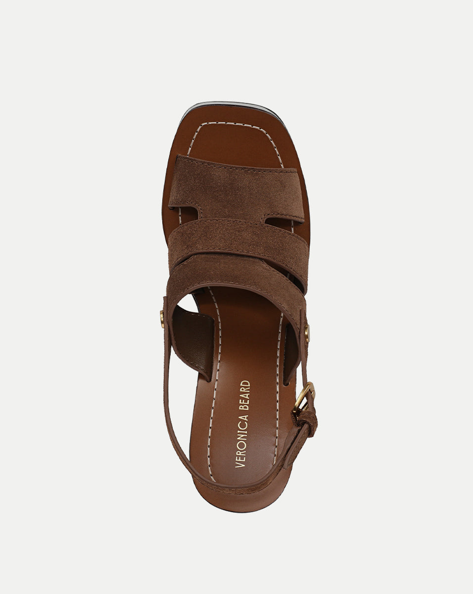 Peony Suede Platform Sandal in Cedar | Veronica Beard