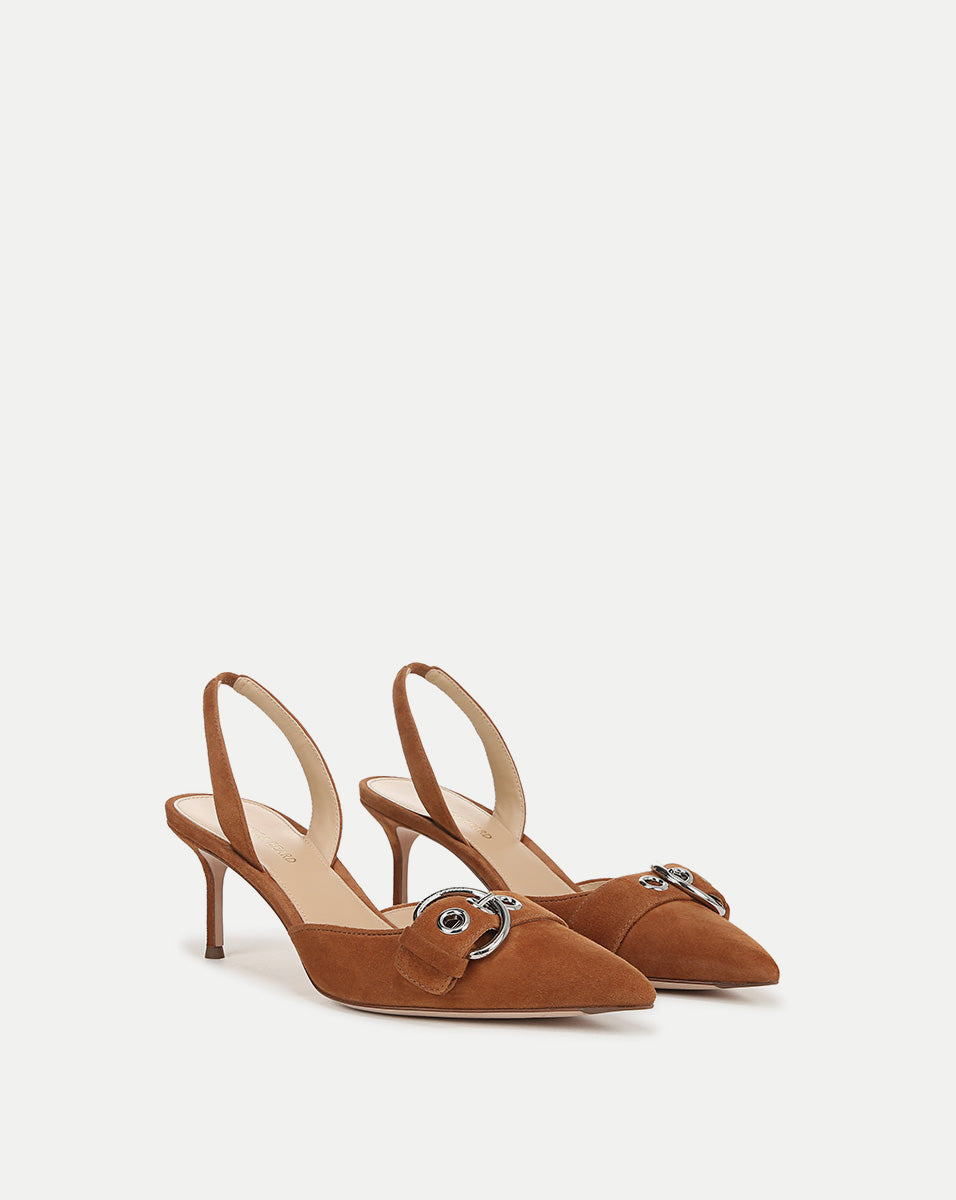 Roxy Suede Slingback Pump in Black | Veronica Beard