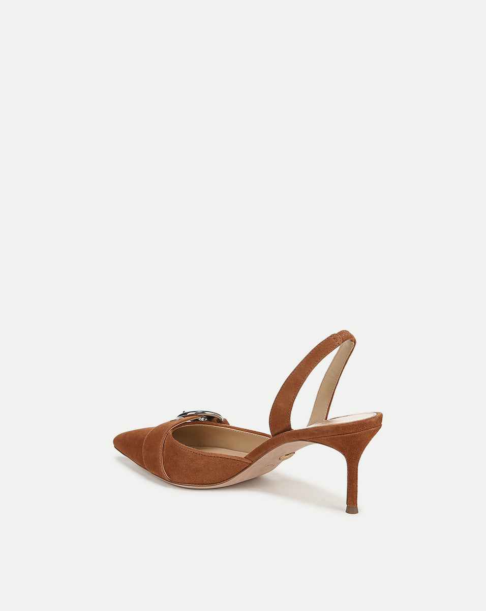 Roxy Suede Slingback Pump in Black | Veronica Beard