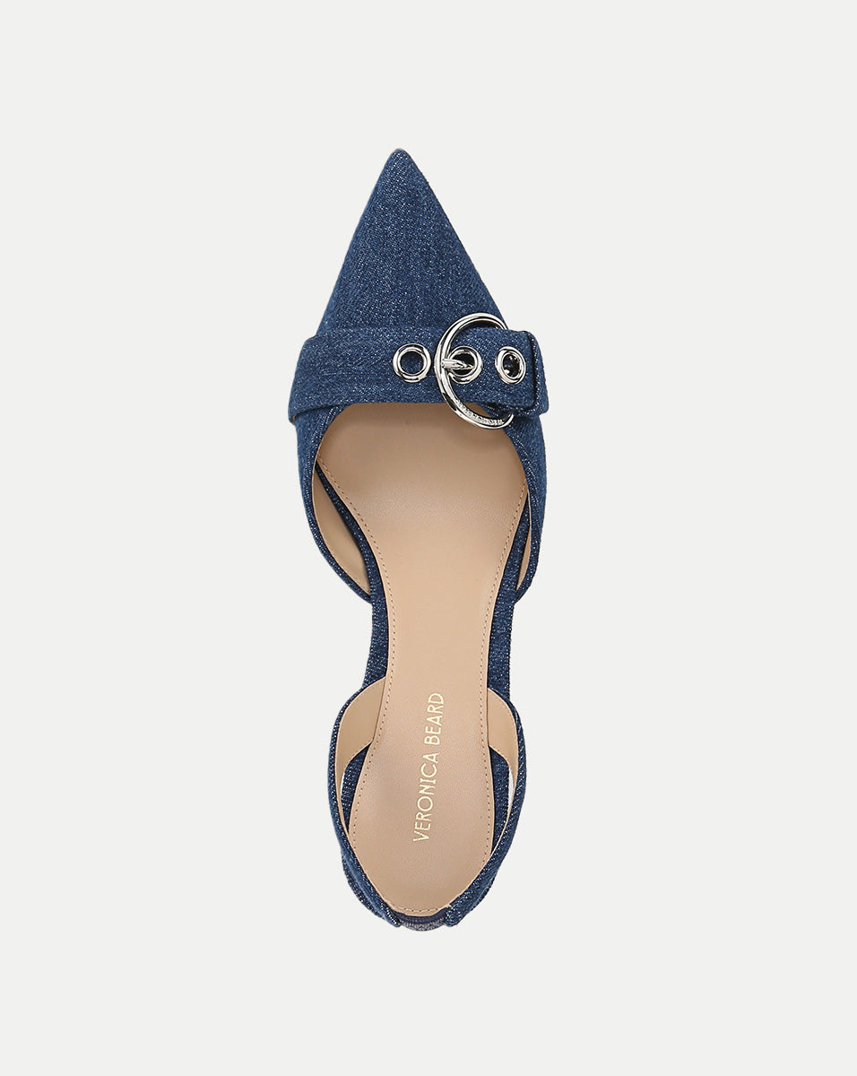 Roxy Denim Slingback Pump in Denim Blue | Veronica Beard