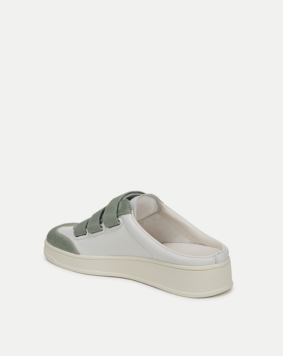Reagan Velcro Mule in White/Green | Veronica Beard