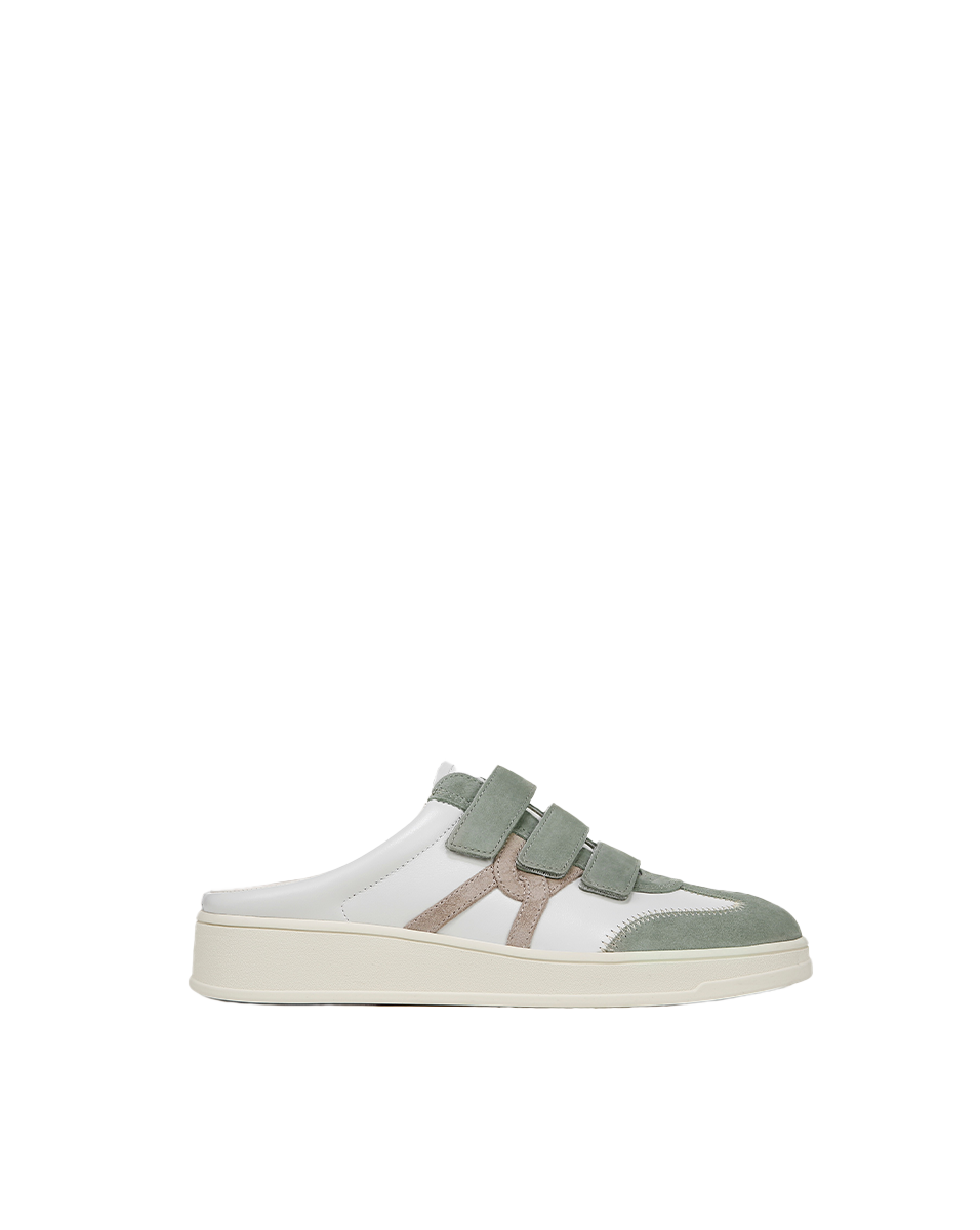 Veronica Beard Reagan Velcro Mule - White/Green