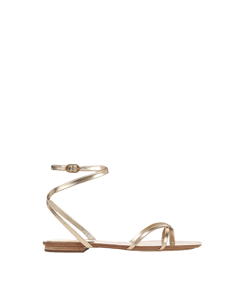Veronica Beard Allegra Metallic Ankle-Wrap Sandal - Gold