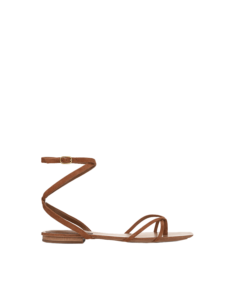 Veronica Beard Allegra Suede Ankle-Wrap Sandal - Hazelwood