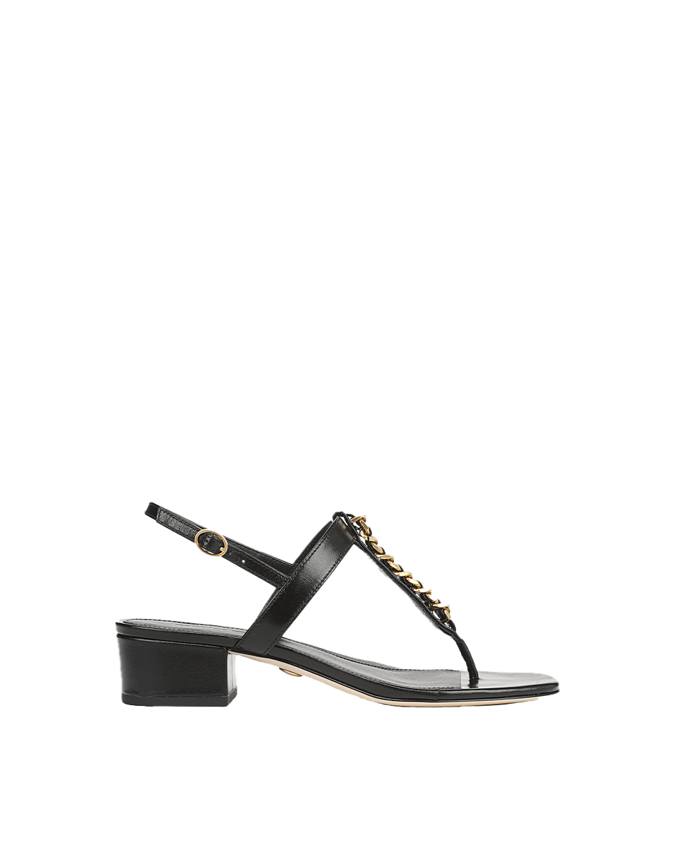 Andie Gold Chain-Link Heeled Sandal in Black | Veronica Beard