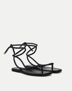 Veronica Beard Carmina Cord Wrap Sandal - Eclipse/Coconut