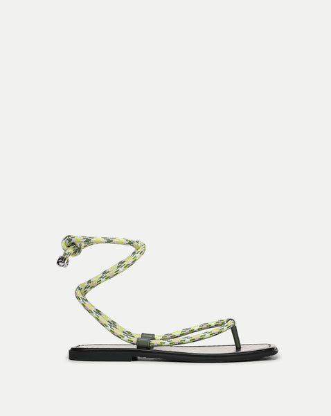 Carmina Wrap Sandal in Lime Multi | Veronica Beard