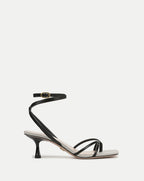 Veronica Beard Caterina Leather Ankle-Wrap Sandal - Black