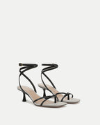 Veronica Beard Caterina Leather Ankle-Wrap Sandal - Black