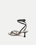 Veronica Beard Caterina Leather Ankle-Wrap Sandal - Black