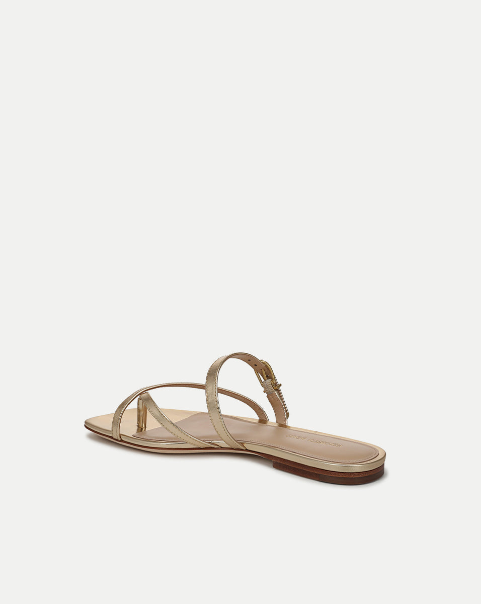 Veronica Beard Marthe Metallic Leather Sandal - Gold