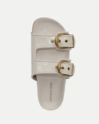 Veronica Beard Prue Croc-Embossed Buckle Sandal - Parchment